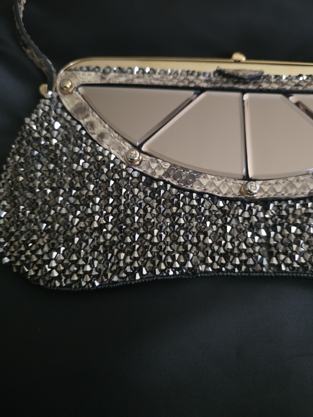 ULTRA RARE Vintage Fendi Crystal Mirror Bag Python - Picture 7 of 10